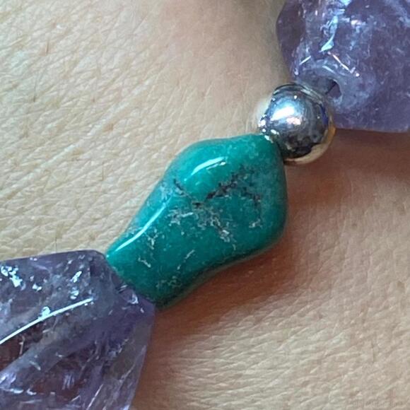 Carolyn Pollack Sterling Silver Amethyst & Green Turquoise Bracelet For Women - Picture 4 of 10